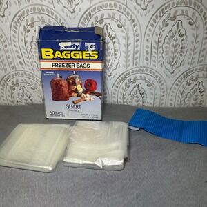 Vintage Hefty Baggies Freezer Bags‎ Quart 43 Count with 60 Twist Ties